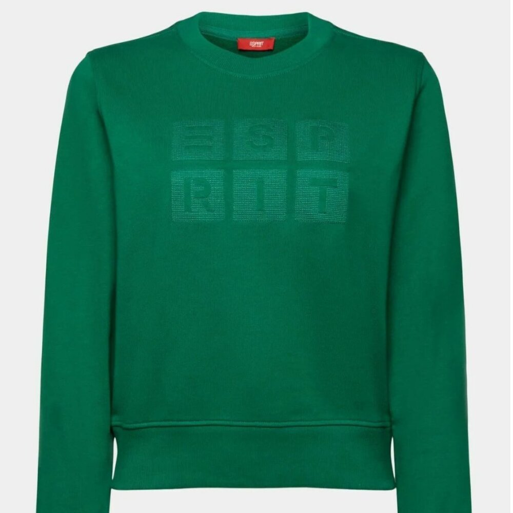 Vintage 90s ESPRIT Green Logo Sweatshirt Boxy Minimalist Fit Small - Picture 3 of 10